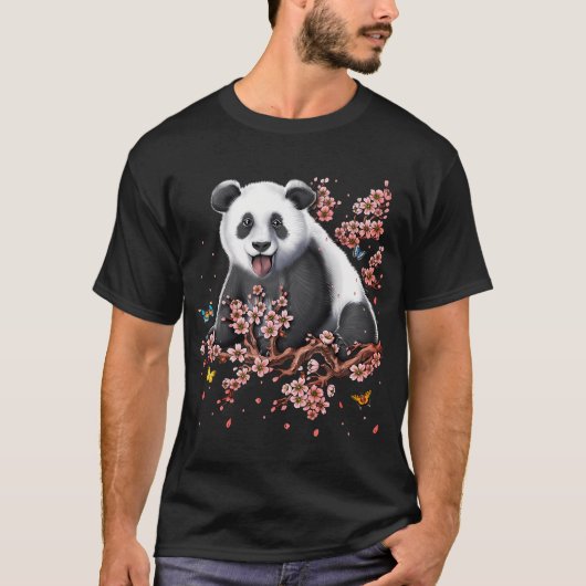 パンダと桜 Tシャツ (正面)