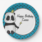 パンダと水玉模様のカスタマイズ ペーパープレート (正面)