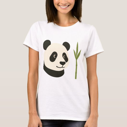 パンダと竹の女性用Tシャツ Tシャツ (正面)
