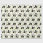 パンダと竹水色 ラッピングペーパー (フラット)