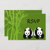 パンダと緑の竹林結婚の森 出欠カード (正面/裏面)