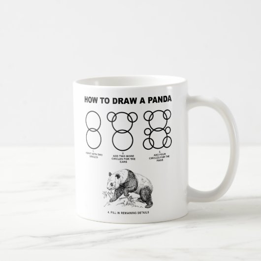 パンダのおもしろマグカップを引く方法 コーヒーマグカップ (右)