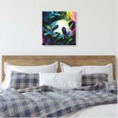 パンダのぞき竹水色 キャンバスプリント (インサイチュ (寝室))