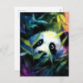 パンダのぞき竹水色 シーズンポストカード (正面/裏面)