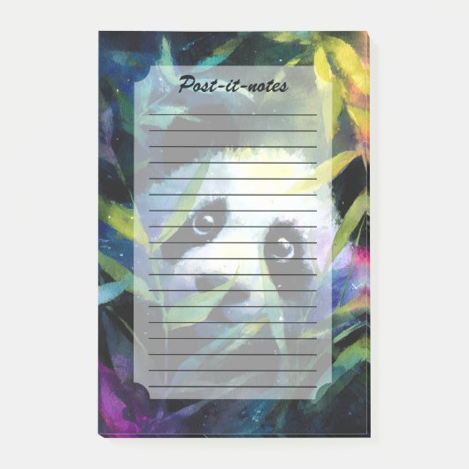 パンダのぞき竹水色 ポストイット (正面)