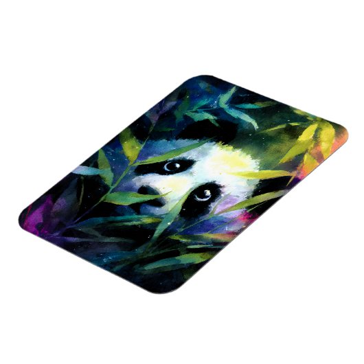 パンダのぞき竹水色 マグネット (左側)