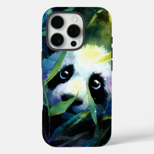 パンダのぞき竹水色 Case-Mate iPhoneケース (裏面)