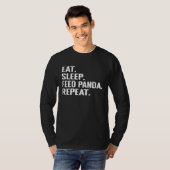 パンダのために食べる寝る餌やりパンダを繰り返すかわいい動物 Tシャツ (正面フル)