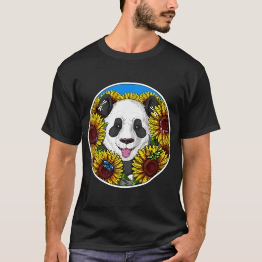 パンダのひまわり Tシャツ (正面)