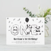 パンダのようにパーティしよう 1歳の誕生日 招待状 (スタンド正面)