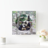 パンダのアドバイス「休みの時間を常に」/パンダ スクエア壁時計 (ホーム)