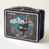 パンダのウッディングパーチ:竹の休息 メタルランチボックス (正面)