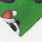 パンダのクマがサンタハットを着たグリーン フリースブランケット (角)