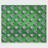 パンダのクマがサンタハットを着たグリーン ラッピングペーパー (フラット)