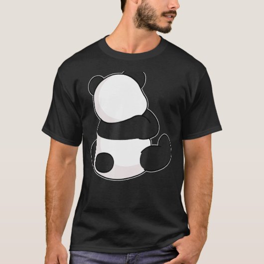 パンダのクマが背中に座って野生動物に直面 Tシャツ (正面)