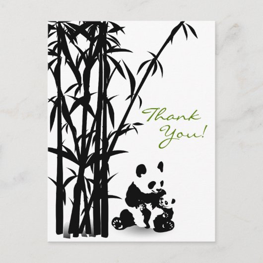パンダのクマと竹の感謝はがき ポストカード (正面)