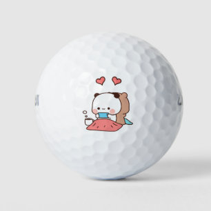 パンダのクマのカップル、かわいいブブとデュデュのハグの愛 ゴルフボール