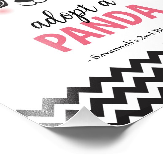 パンダのクマのピンク動物の友人のパーティーサインを採用 フォトプリント (角)