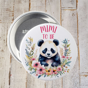 パンダのクマの花ベビーシャワーMimi to be 缶バッジ