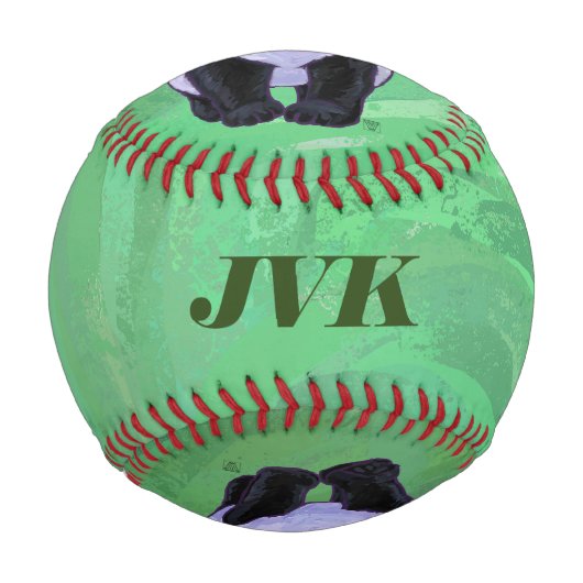 パンダのクマの頭，緑のモノグラム野球の尾 野球ボール (裏面)