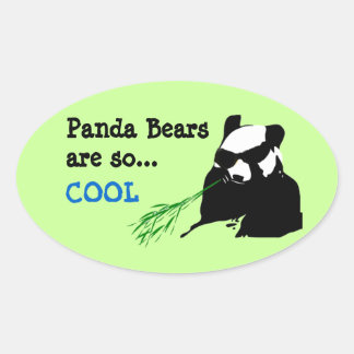 パンダのクマはステッカークールだ 楕円形シール