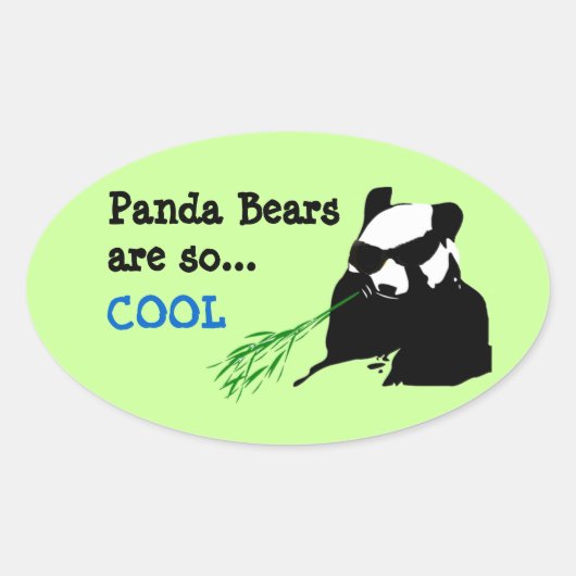 パンダのクマはステッカークールだ 楕円形シール (正面)