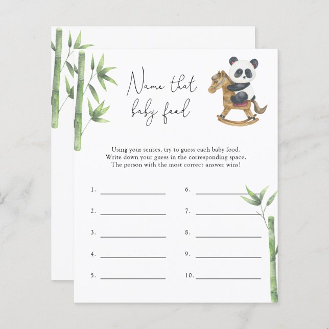 パンダのクマ – そのベビーフードシャワーゲームの名前 (正面/裏面)