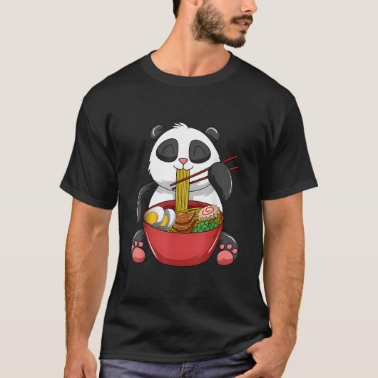 パンダのクマ ラ バンブー森 Wlidlife 動物園の麺 Tシャツ (正面)