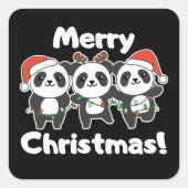 パンダのクリスマスアニマルズパンドラ(PANDA)メリークリスマス スクエアシール (正面)