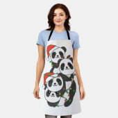 パンダのクリスマスツリークリスマスアニマルズパンダ エプロン (着用した状態)