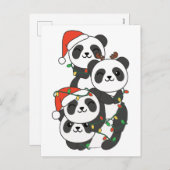 パンダのクリスマスツリークリスマス動物パンドラ(PANDA)ホリ シーズンポストカード (正面/裏面)
