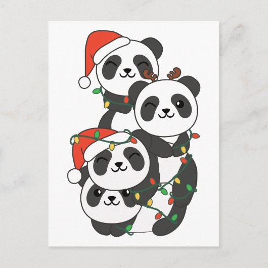 パンダのクリスマスツリークリスマス動物パンドラ(PANDA)ホリ シーズンポストカード (正面)