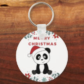 パンダのクリスマス雪の冬の動物パンダのキーチャイ キーホルダー (正面)