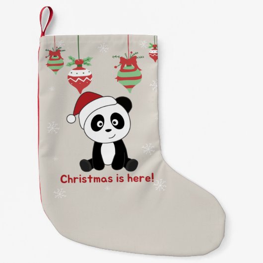 パンダのクリスマス雪の冬の動物パンダ小C スモールクリスマスストッキング (正面)