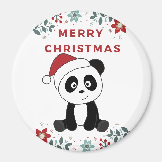 パンダのクリスマス雪の冬の動物パンダ磁石 マグネット (正面)