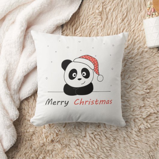 パンダのクリスマス雪の冬の動物パンダ クッション (ブランケット)
