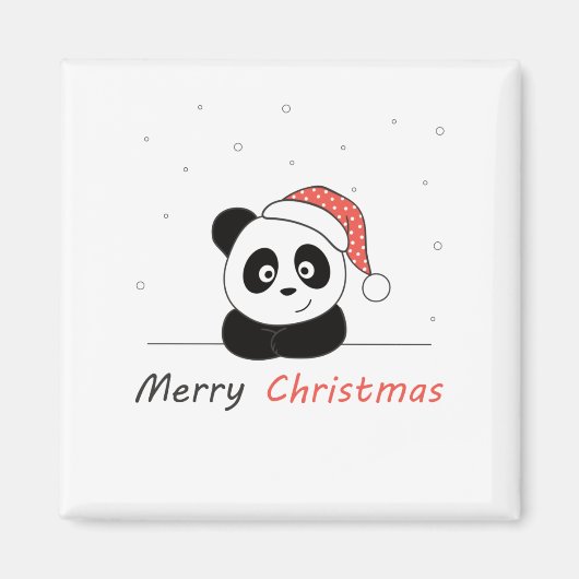 パンダのクリスマス雪の冬の動物パンダ マグネット (正面)