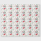 パンダのクリスマス雪の冬の動物パンダ ラッピングペーパー (フラット)