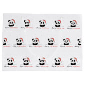 パンダのクリスマス雪の冬の動物パンダ ラージペーパーバッグ (裏面)