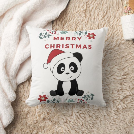パンダのクリスマス雪の冬の動物パンダPスロー クッション (ブランケット)