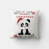 パンダのクリスマス雪の冬の動物パンダPスロー クッション (正面)