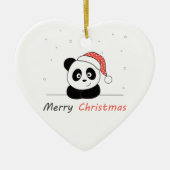 パンダのクリスマス雪の冬の動物パンドセラミック セラミックオーナメント (正面)