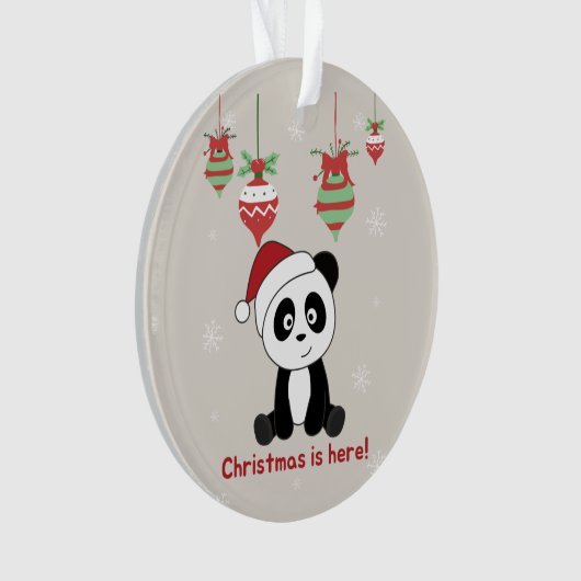 パンダのクリスマス雪の冬の動物 オーナメント (正面)