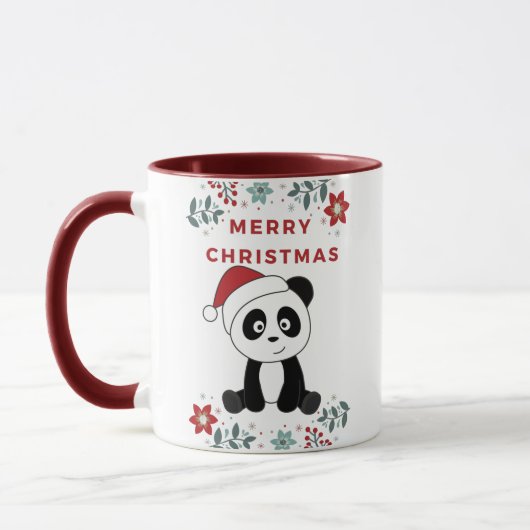 パンダのクリスマス雪の冬の動物 マグカップ (左)