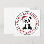 パンダのクリスマス スノー ウィンター 動物 パンダ 招待状 (正面/裏面)