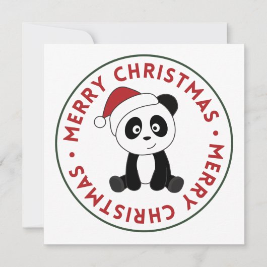 パンダのクリスマス スノー ウィンター 動物 パンダ 招待状 (正面)