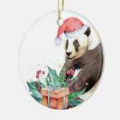パンダのクリスマス セラミックオーナメント (左)