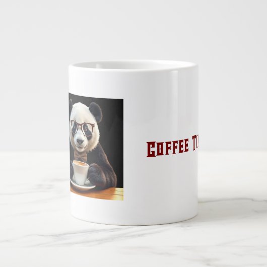 パンダのコーヒーブレイク ジャンボコーヒーマグカップ (正面)