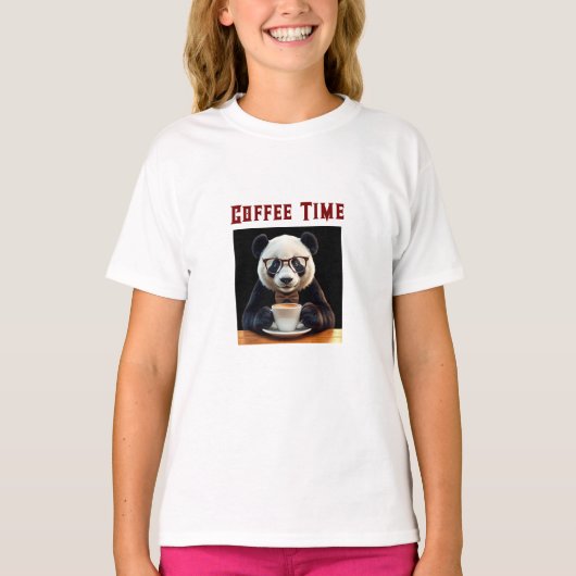 パンダのコーヒーブレイク Tシャツ (正面)