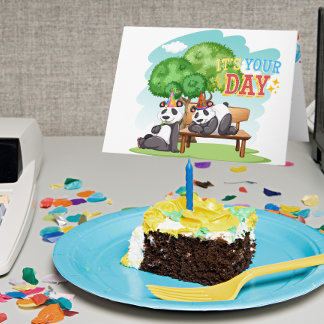 パンダのサプライズ　外はリラックス　中はパーティ 誕生日 カード